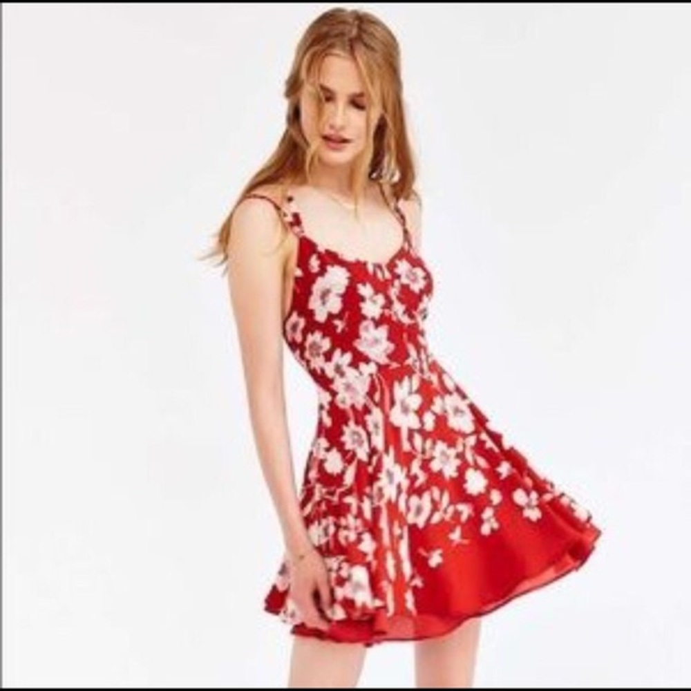 Kimchi blue red floral strappy dress